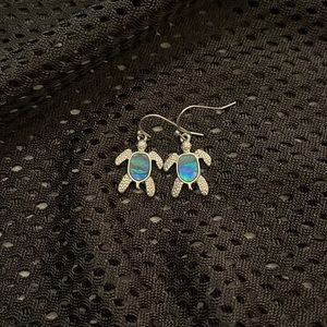 Blue Dangling Turtle Earrings